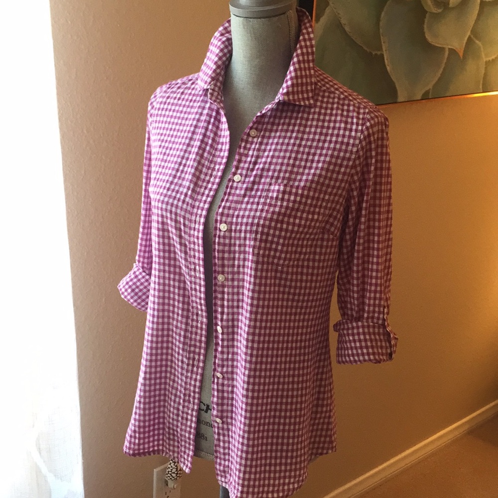 Cotton gingham button down shirt